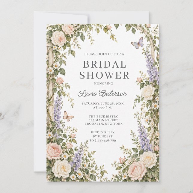 Invitación Jardín de Flores Despedida de Soltera (Anverso)