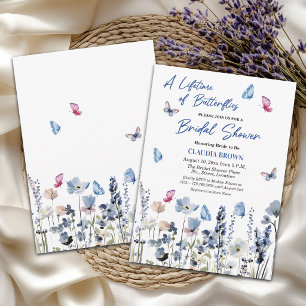 Invitación Jardín de flores silvestres azules Mariposas Desay