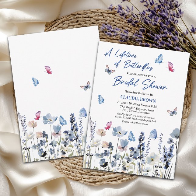 Invitación Jardín de flores silvestres azules Mariposas Desay (Subido por el creador)