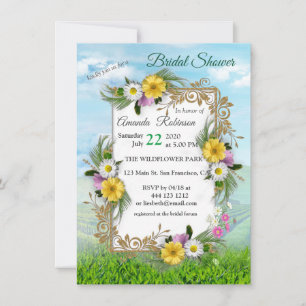 Invitación Jardín de flores silvestres bajo un cielo soleado