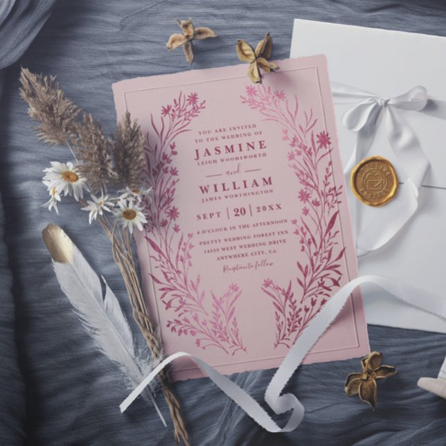 Invitación Jardín de flores silvestres Boda elegante moderna  (Subido por el creador)