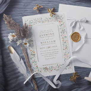 Invitación Jardín de flores silvestres boda rústica elegante 