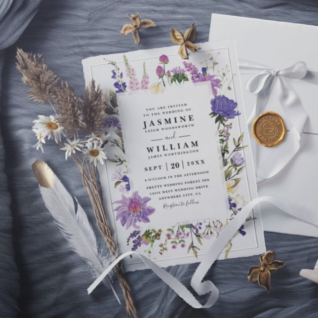 Invitación Jardín de flores silvestres Boda rústica moderna e (Subido por el creador)