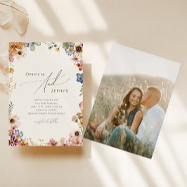 Invitación Jardín de flores silvestres boho beige Foto Casual