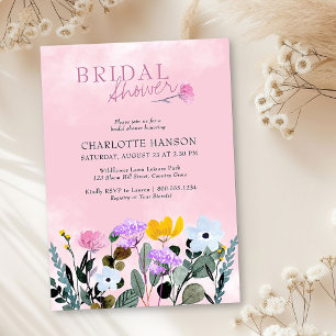 Invitación Jardín de flores silvestres Bridal Shower Rosa Bon