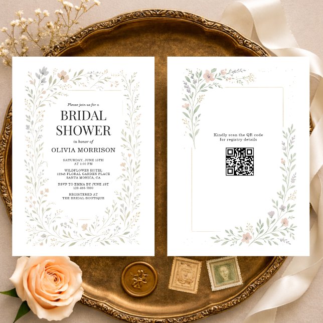 Invitación Jardín de flores silvestres de primavera Código QR (Subido por el creador)