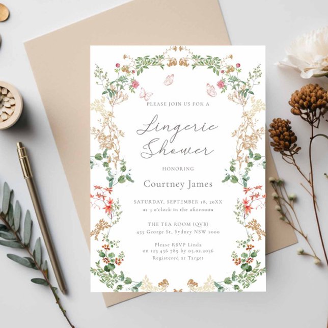 Invitación Jardín de flores silvestres elegante ducha de lenc (Subido por el creador)
