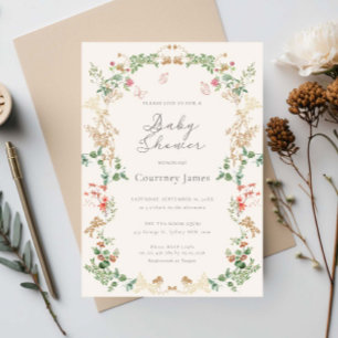 Invitación Jardín de flores silvestres elegante para baby sho