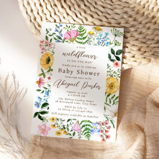 Invitación Jardín de flores silvestres en acuarela Baby Showe