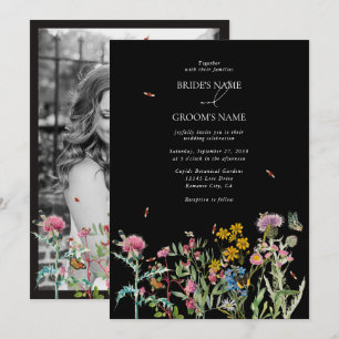 Invitación Jardín de flores silvestres en acuarela Boda boho