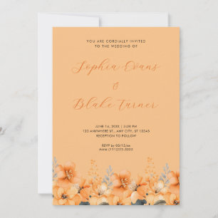 Invitación Jardín de flores silvestres naranjas modernas boda