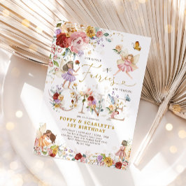 Invitación Jardín de flores silvestres Princesa Twin 1er cump