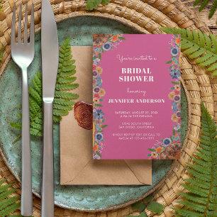 Invitación Jardín de flores silvestres rosa caliente, ducha d