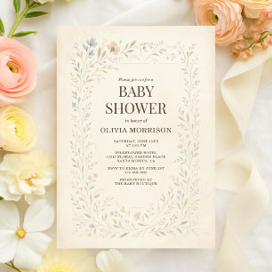 Invitación Jardín de flores silvestres rústico Baby Shower Bo