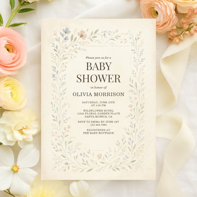 Invitación Jardín de flores silvestres rústico Baby Shower Bo (Subido por el creador)