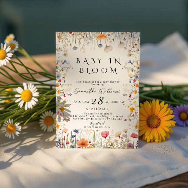Invitación Jardín de flores silvestres suaves, bebé en flor,  (Subido por el creador)