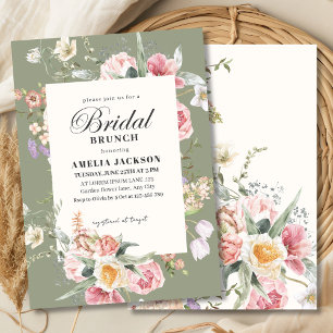 Invitación Jardín de flores verde salvia primavera Desayuno n
