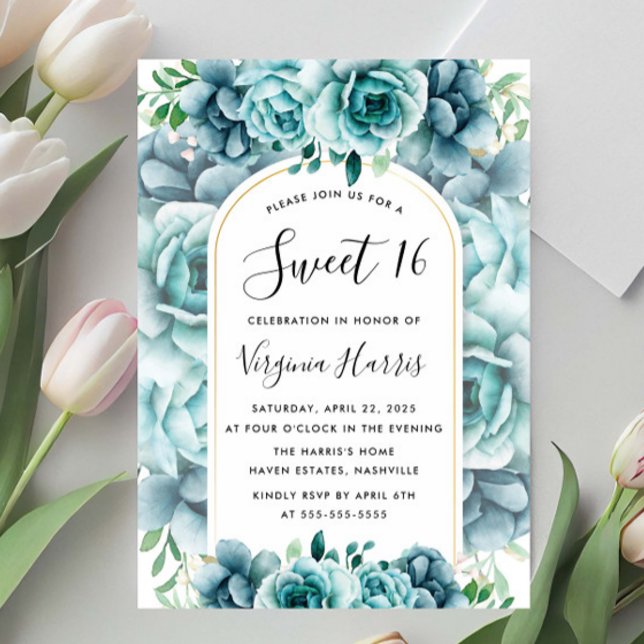 Invitación Jardín de Flores Verdes Dulce Dieciséis Cumpleaños (Subido por el creador)