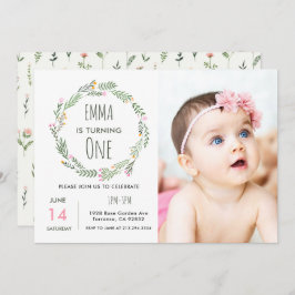 Invitación Jardín de Fotografía de Flor Silvestre Primer Cump