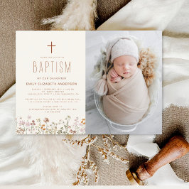 Invitación Jardín de fotos del bautismo de flores silvestres 