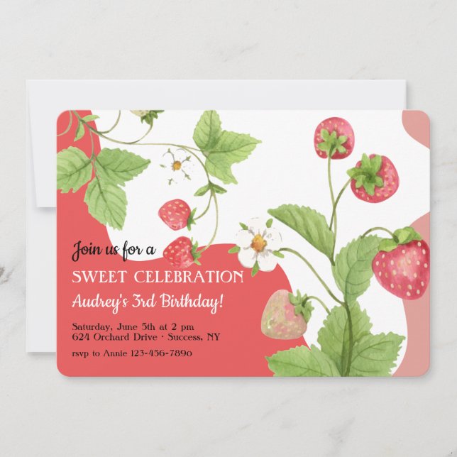 Invitación Jardín de Fresas (Anverso)