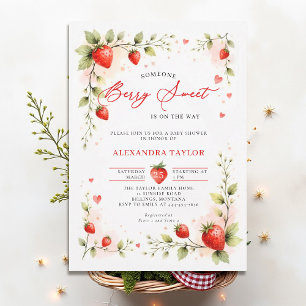 Invitación Jardín de Fresas Dulces Cumpleaños de Verano para 
