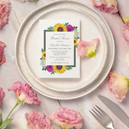 Invitación Jardín de Girasoles Rosa Margarita Floral Baño Nup