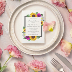Invitación Jardín de Girasoles Rosa Margarita Floral Baño Nup