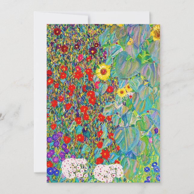 Invitación Jardín De Granjas Con Girasoles Gustav Klimt (Anverso)