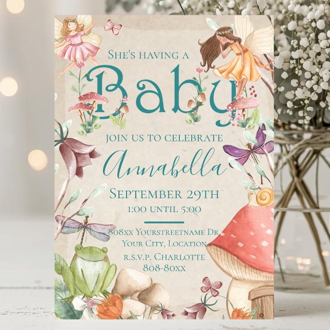 Invitación Jardín de Hadas Acuarela Cumpleaños de Bebé (Subido por el creador)