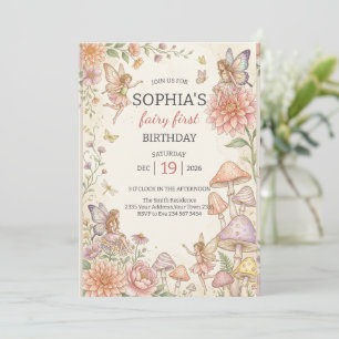 Invitación Jardín de Hadas Caprichoso Cumpleaños 1