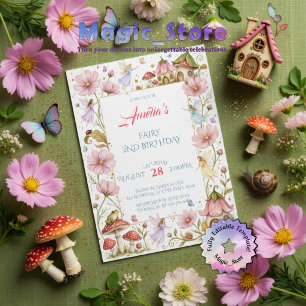 Invitación Jardín de Hadas Caprichoso Floral Acuarela Cumplea