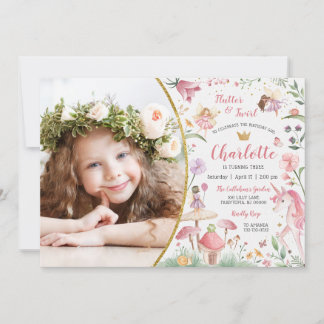 Invitación Jardín de Hadas Encantado Flutter y Twirl Foto