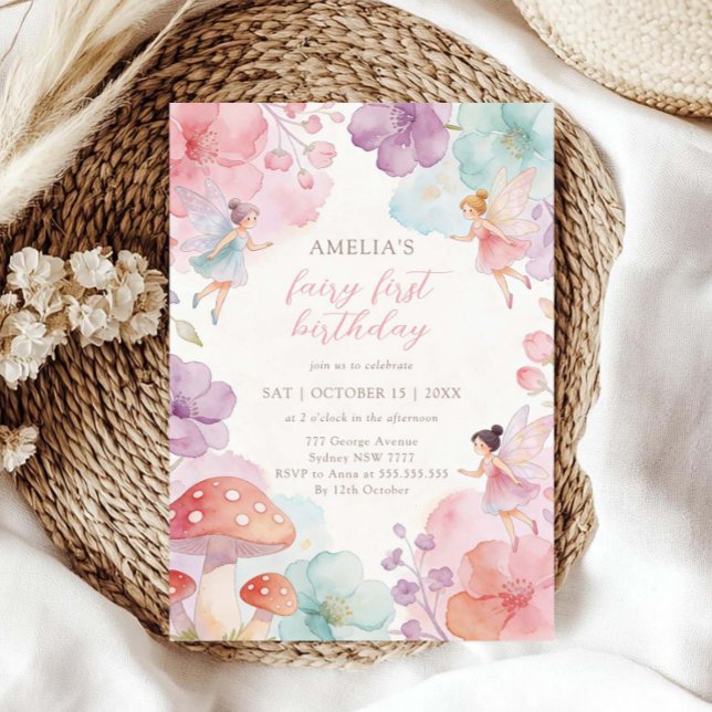 Invitación Jardín de Hadas Floral Colorido Cumpleaños 1 (Subido por el creador)