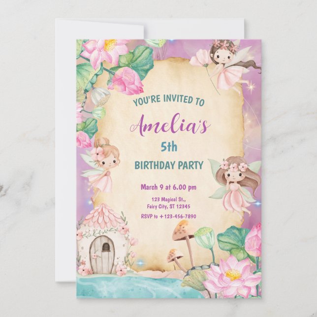Invitación Jardín de Hadas Mágicas (Anverso)