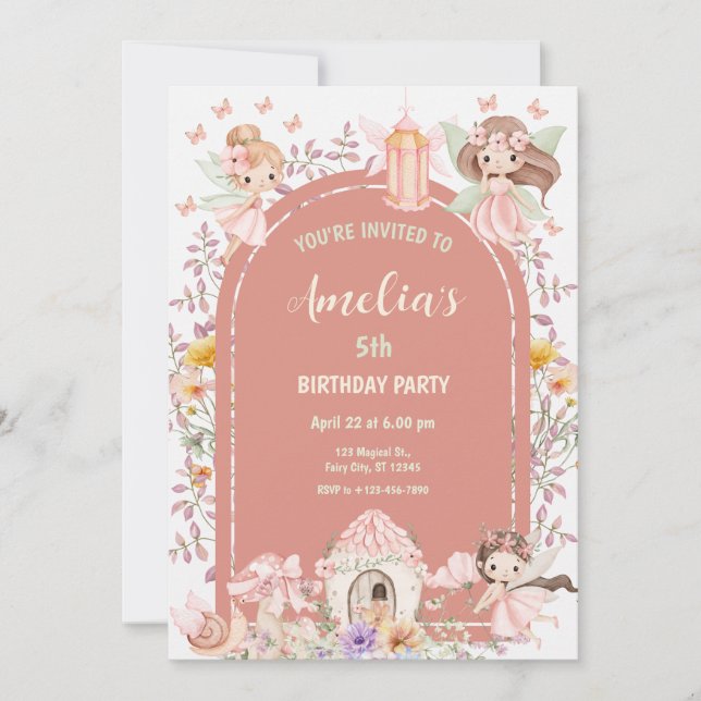 Invitación Jardín de hadas mágico boho (Anverso)
