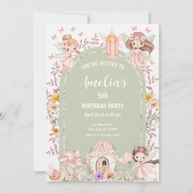 Invitación Jardín de hadas mágico boho de flores silvestres (Anverso)