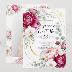 Invitación Jardín de halo dorado Peonías y orquídeas Floral S