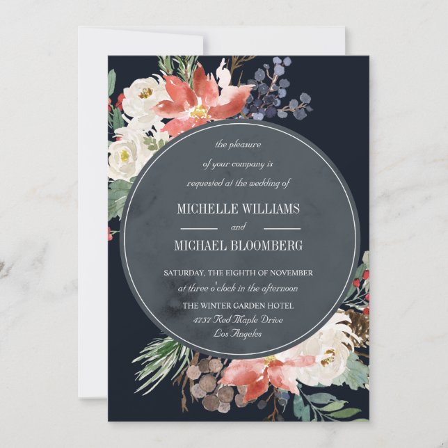 Invitación Jardín de Invierno | Boda floral (Anverso)
