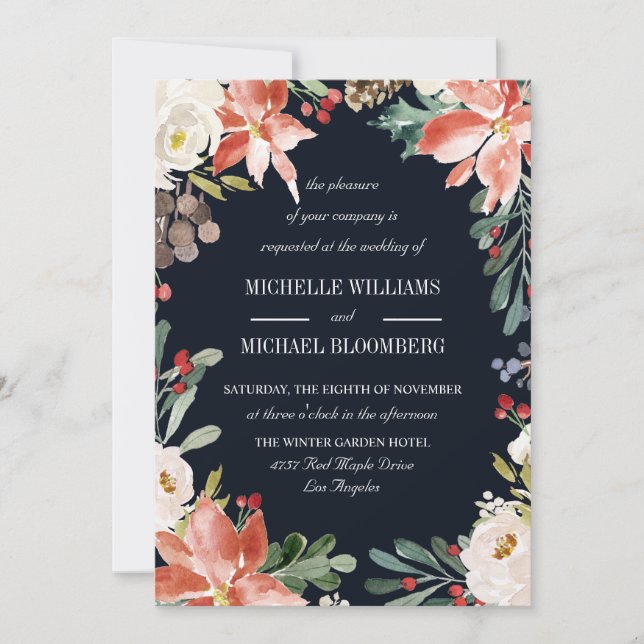 Invitación Jardín de Invierno | Boda floral (Anverso)