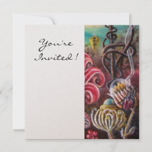 Invitación JARDÍN DE LA MELISA 2, Champagne Blanco, Fuchsia