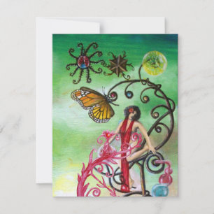 Invitación JARDÍN DE LA MELISA 2, rojo, rosa violeta