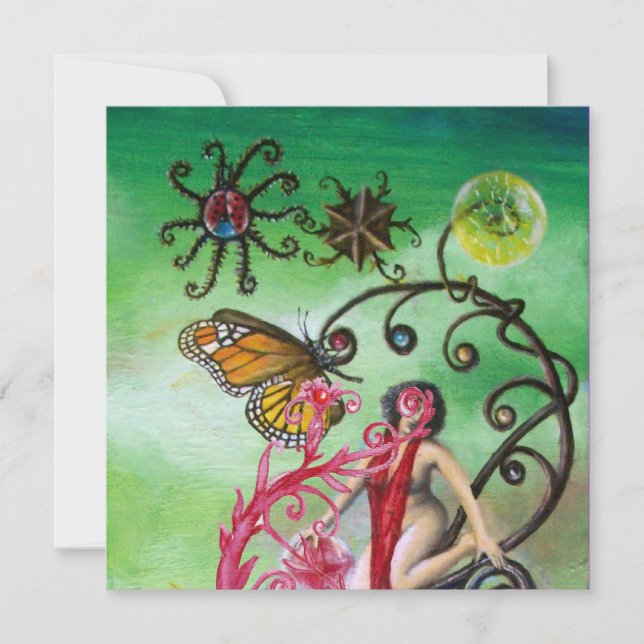 Invitación JARDÍN DE LA MELISSA 2, rojo ,violeta rosa (Anverso)