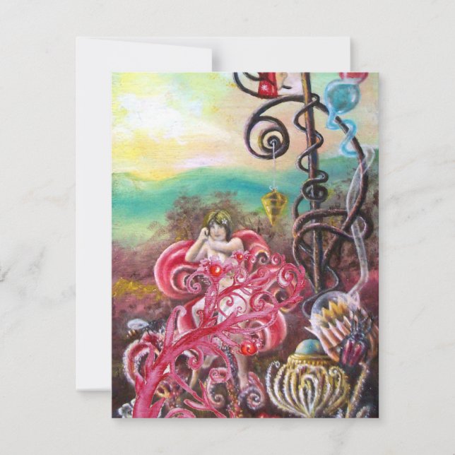 Invitación JARDÍN DE LA MELISSA, rojo brillante, verde rosado (Anverso)