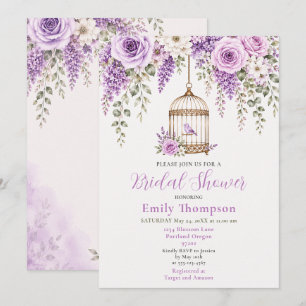 Invitación Jardín de Lavanda Jaula de Pájaros Despedida de So