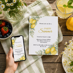 Invitación Jardín de limón cítrico Fiesta de Verano