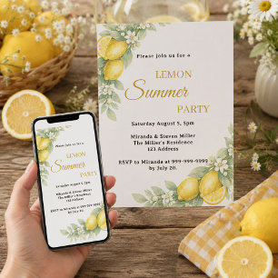 Invitación Jardín de limón cítrico Fiesta de Verano