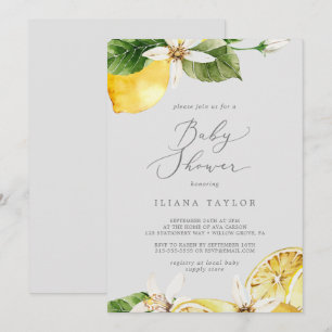 Invitación Jardín de limón moderno   Baby Shower gris