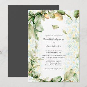 Invitación Jardín de limoneros italiano   Boda botánica boho