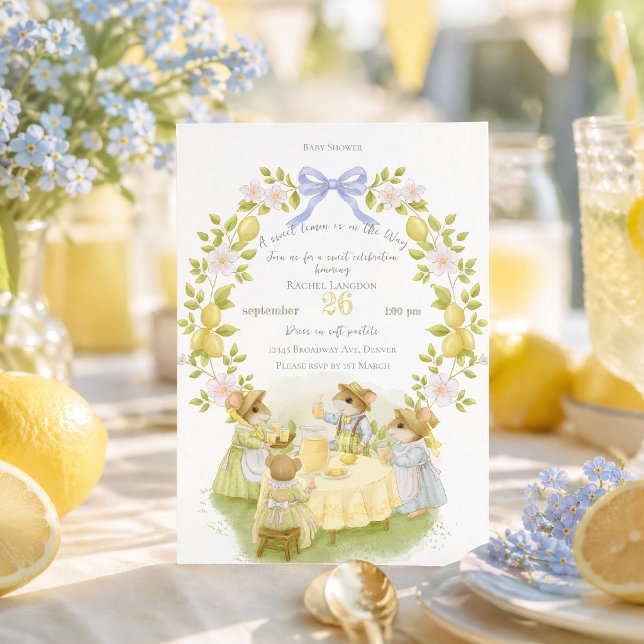 Invitación Jardín de limones con ratones Baby shower (Subido por el creador)